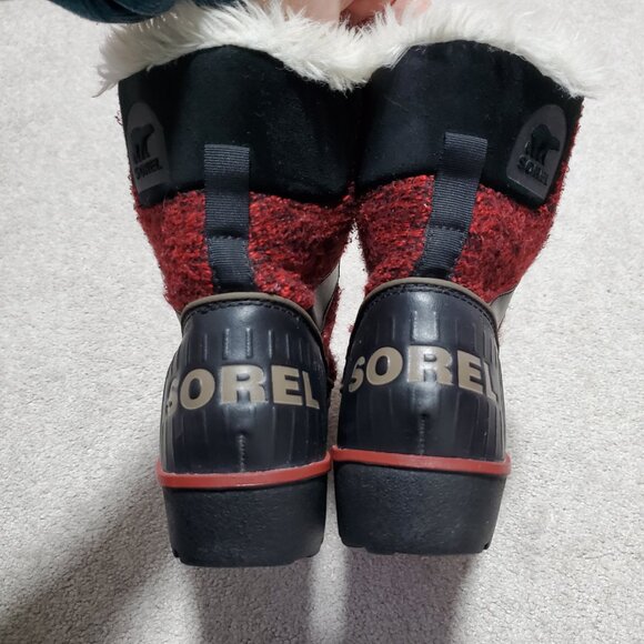 SOREL Tivoli 2 II Ribbed Knit Waterproof Snow Winter Boots Black Red Women's 7.5 - Picture 7 of 13